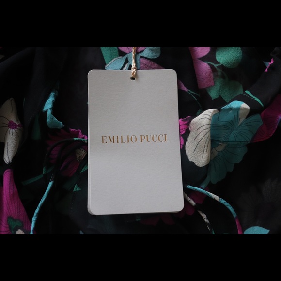 NWT Emilio Pucci Sheer Floral Peasant Top Sz Large - Picture 8 of 12